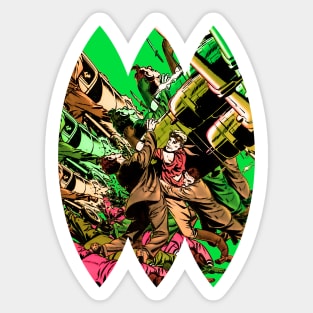 Green Explosive Fight Retro Vintage Reimagined: Exploring Fantasy, Sci-Fi, Art, and Comic Book Design Elements Sticker